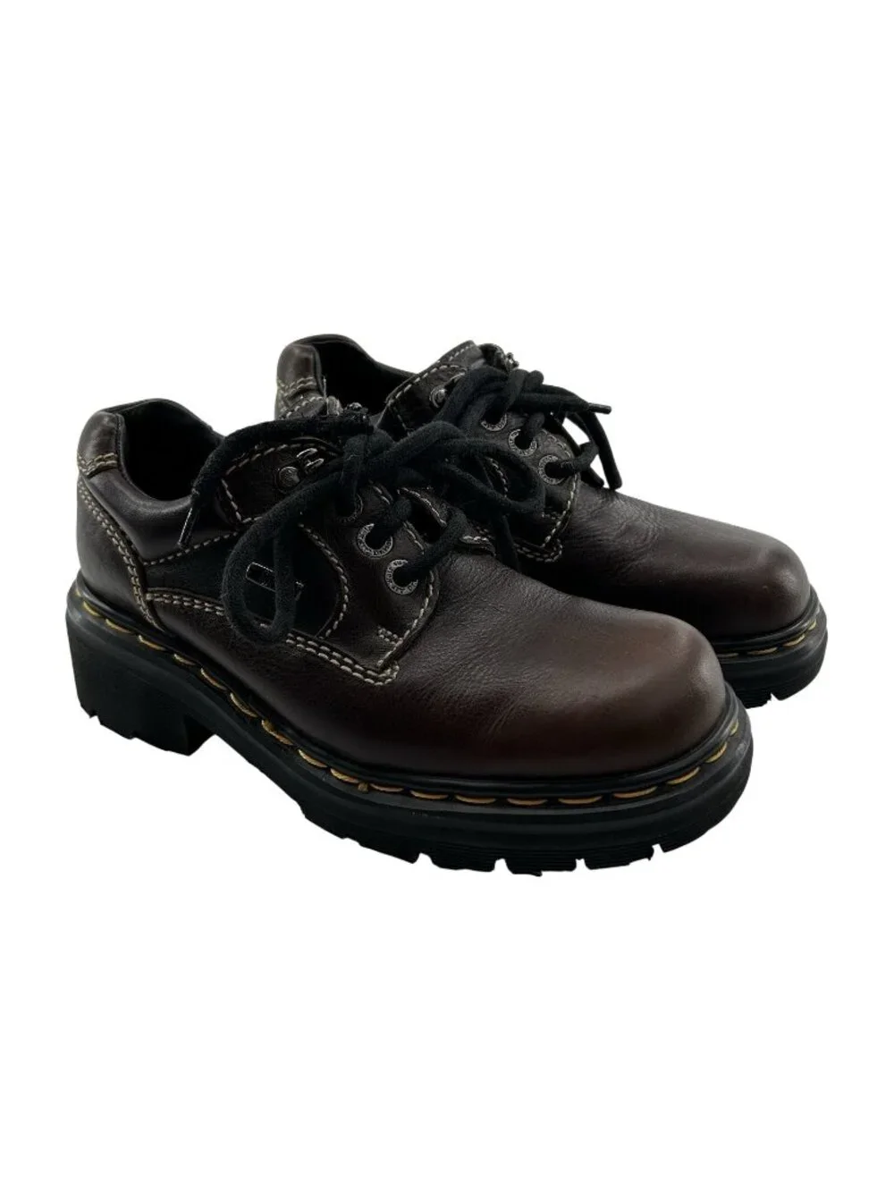 VTG Dr. Martens Shoes M5 W6 Leather 3 Eye Casual Chunky Platform Oxford ENGLAND